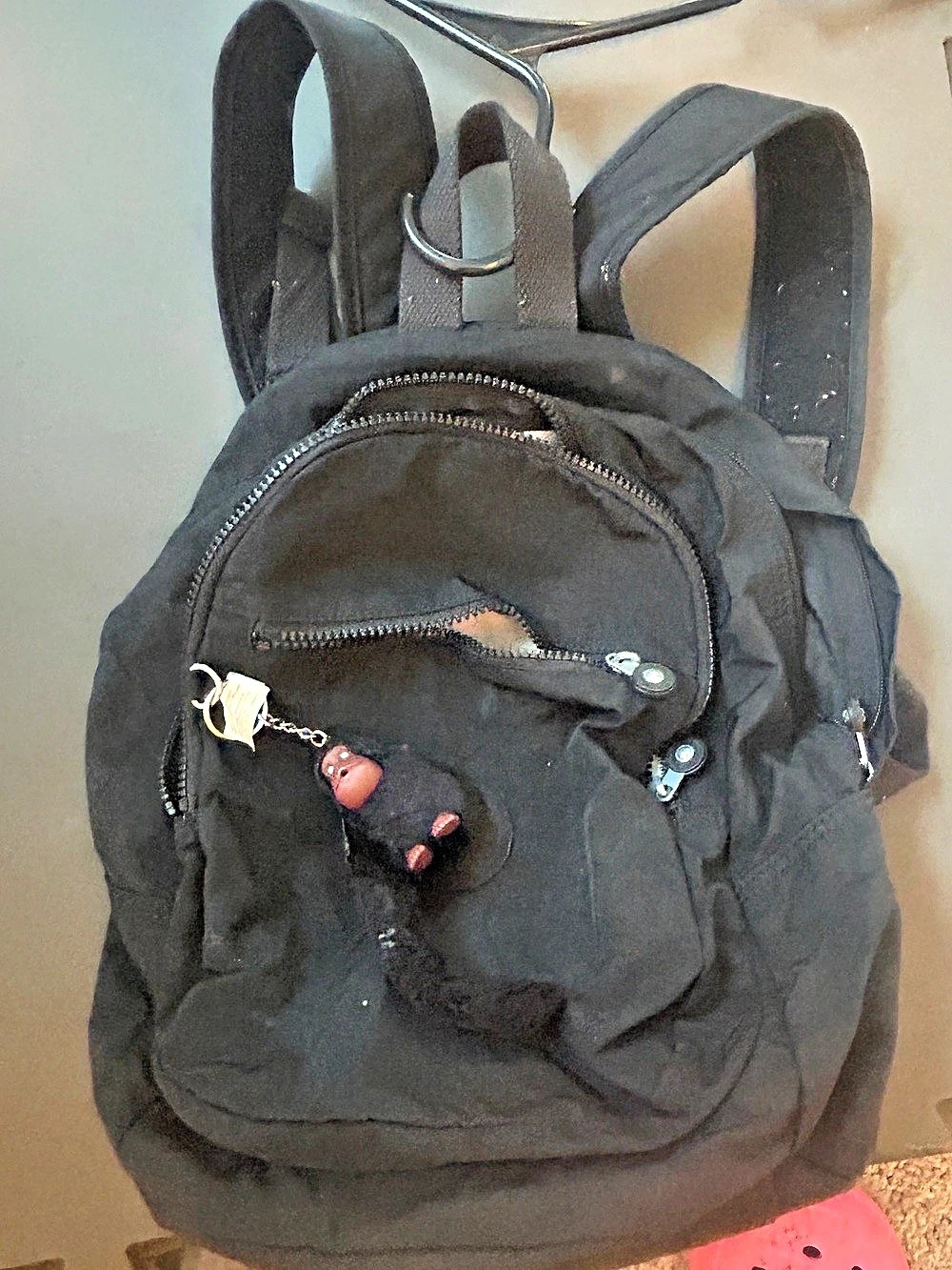 Kipling Challenger Backpack Black with Monkey Keychain